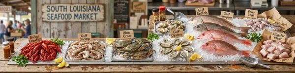 Seafood from Ma Bell's Smoked Sausage